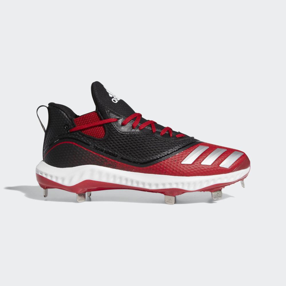 Adidas Men's Icon V Bounce Baseball Cleats Black/Silver Metal/Red Ireland G28254